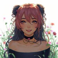 an anime image with big natural eyes, photo