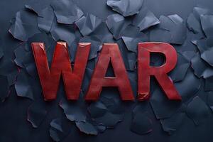 word war sitting on the ground with pieces broken, photo