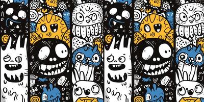 a colorful illustration with big faces and monsters, photo