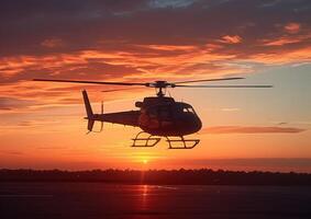 a helicopter landing on top of an airport during the day, photo