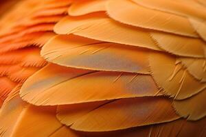 close up picture of feathers in an orange and yellow color, photo