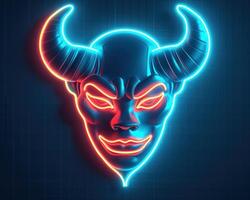 glowing bull head with glowing horns and dark outer, photo