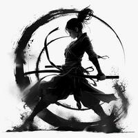 an artistic anime character drawn in black and white coloring, photo