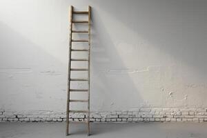 a ladder on a cement wall near the curb, photo