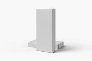 a white square box sitting next to a shelf, photo