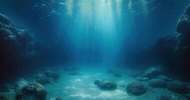 there is sunlight shining through the water, photo