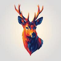 the colorful deer head is also designed using red, yellow and blue tones, photo