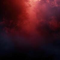 red smoke floating in a black background and a yellow light shining through it, photo