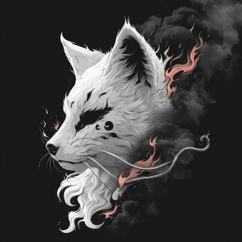 un resumen gato con fuego viniendo fuera de sus boca, foto