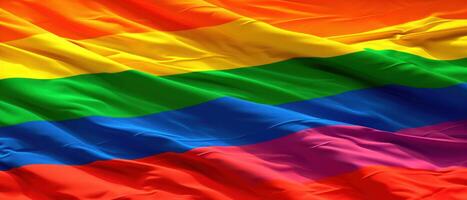 a single rainbow flag on an orange, red and blue cloth, photo