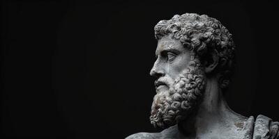 an ancient statue of the greek god juno looking towards his right, photo