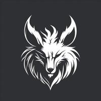white wolf head with wings and teeth, photo