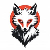 the wolf's head has red eyes with black highlights on it, photo