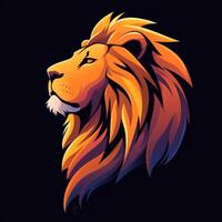 lion logo design with dark background, photo