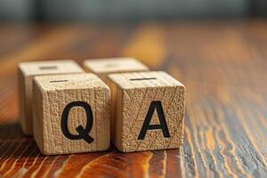 wooden block blocks spelling q and a, photo
