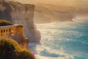 the water waves off the coast and at the shore, photo