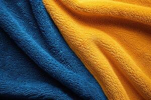 two colored towels closeup to one another, photo