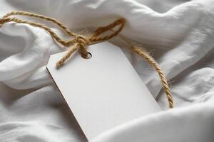 white blank gift tag with twine and twine, photo