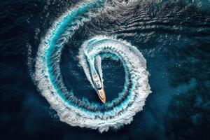 a boat is traveling through the ocean waves, photo