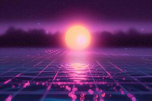 80s style retro screen with space at night time, photo