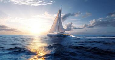 a body of water with a sailboat on it, photo