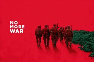 soldiers in red uniform carry their instruments down the road, photo