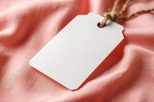 a price tag sitting on an orange piece of cloth, photo