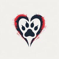 a heart shaped, paw print is painted with ink, photo