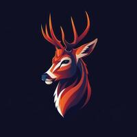 a deer head on black background with orange and blue stripes, photo