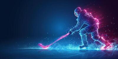 hockey player in the ice hitting the puck, photo