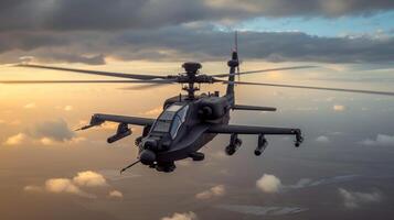 the large helicopter is flying through the sky, photo