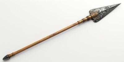 a metal and wooden stick with wood handle, photo