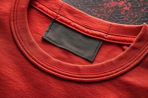 an old red shirt with no shirt tags, and black and white buttons in the collar, photo