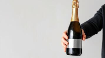 woman holding an empty bottle that's very shiny but it is shiny, photo