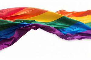 a rainbow flag flying through the air, photo