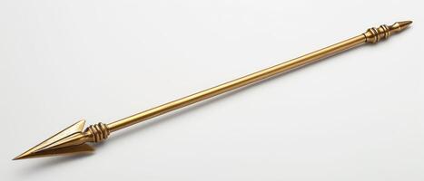 an arrow symbolized in gold on a white background, photo