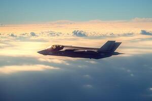 a stealth fighter jet flying in the air, photo