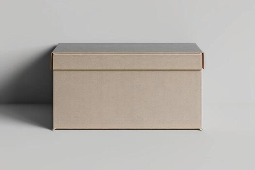 a box on a counter by a gray wall, photo