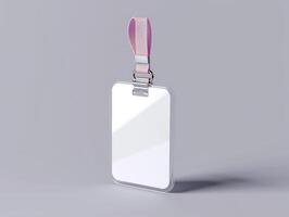 a white blank badge with pink ribbon on top, photo