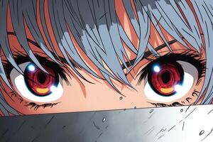 there is a man's eyes looking over a paper, photo