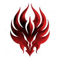 the red flame bird is shown on top of white paint, photo