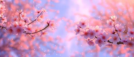 there is an ether backdrop over the pink flowers, photo