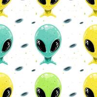 colorful alien faces on a white background with dots, photo