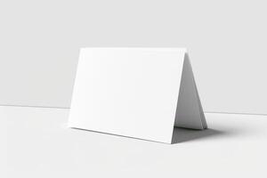 the corner mock of an opened cardboard white tent, photo