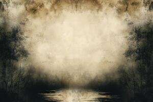 water flowing in the middle of foggy landscape, photo