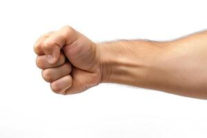 a man's fist with a white background, photo