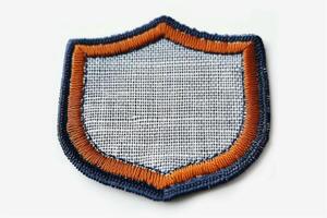 a patch with an orange edge and white edges, photo