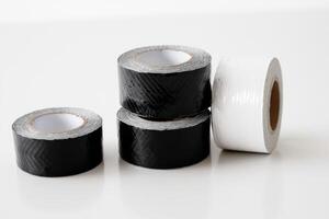 black and white tapes on top of each other, photo