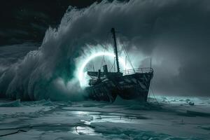 large cloud over boat in open area, stormy, photo