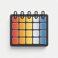 an open desktop calendar is displaying colors and patterns, photo